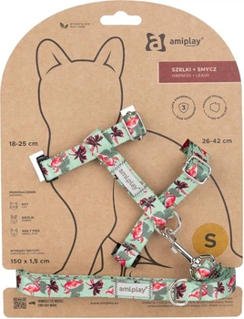 Szelka ze smyczą dla kotów Amiplay BeHappy S Flamingo (5907563304963)