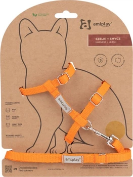 Szelka ze smyczą dla kotów Amiplay Samba M Pomarańczowa (5907563302921)