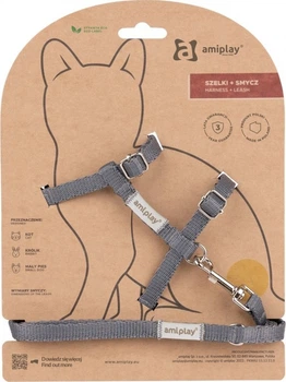 Szelka ze smyczą dla kotów Amiplay Samba M Szara (5907563302884)
