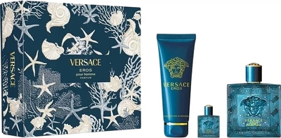 Zestaw męski  Versace Eros Perfumy 100 ml + Miniatura Perfumy 5 ml + Żel pod prysznic 150 ml (8011003900053)