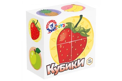 Детские игровые Кубики-пазлы Фрукты на 4 элемента Белый (47200884)