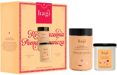 Набір Hagi Пряний Апельсин соєва свічка 215 мл + сіль для ванни 480 г (5907296734778)