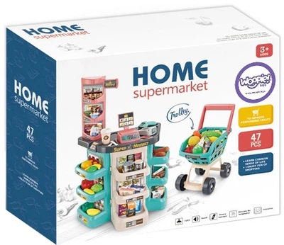 Supermarket Woopie z wózkiem, kasą, wagą i skanerem 47 elementów (5904326941588) (955555909794867) - Outlet
