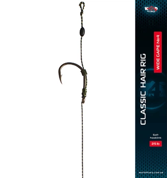 Готовий повідець W4C з волоссям CLASSIC hair rig, гачок WIDE GAPE