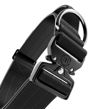 Тактичний широкий нашийник із ручкою для собак BullyBillows Combat Collar Handle 5 cm XL: 50 мм, ОШ 56-73 см Чорний