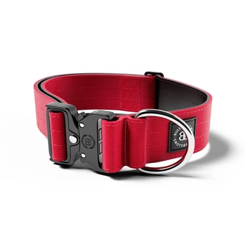 Тактический широкий ошейник для собак BullyBillows Combat Collar No Handle 5 cm M: 50 мм, ОШ 35-48 см Красный
