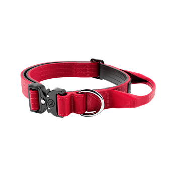 Тактический ошейник для щенков и мини собак BullyBillows Combat Collar Handle 2.5 cm XS-M: 25 мм, ОШ 34-46 см Красный