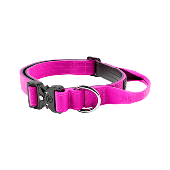 Тактический ошейник для щенков и мини собак BullyBillows Combat Collar Handle 2.5 cm XS-M: 25 мм, ОШ 34-46 см Малиновый