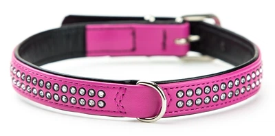 Ошейник со стразами для собак маленьких пород Swarovski Crystal Mini Collar Nobby S-M: 17-19 мм, Д 42 см, ОШ 32-37 см Малиновый