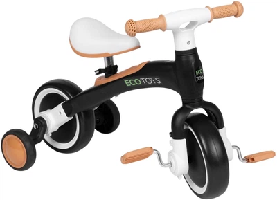 Rowerek biegowy z pedałami EcoToys treningowy kółka boczne 3w1 LC-V1359 Black (5905817005505) (955555910252301) - Outlet