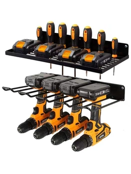 Настенные полки для инструмента 2 шт. в гараж и мастерскую 20х40 см металл Черный (CFG-006)