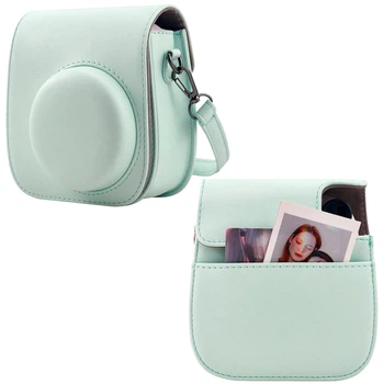 Чехол сумка для фотоаппарата FujiFilm INSTAX mini защитный Экокожа/Микрофибра 13,7х11,7х7,5 см Мятная (CCCF-002)