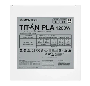 Блок питания 1200 Вт, Montech TITAN PLA, White
