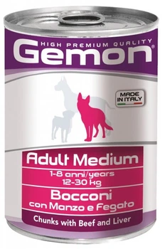 Влажный корм Gemon Dog Wet Medium Adult кусочки с говядиной и печенью 415 г 70387859