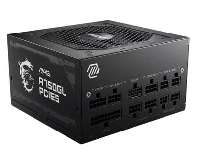 Блок живлення 750 Вт, MSI MAG A750GL PCIE5, Black, модульний, 80+ Gold, Active PFC, 12 см FBD, 4xMolex / 8xSATA / 1x16-pin / 3x6+2-pin / 2x4+4-pin / 1x20+4-pin, захист OCP/OVP/OPP/OTP/SCP/UVP