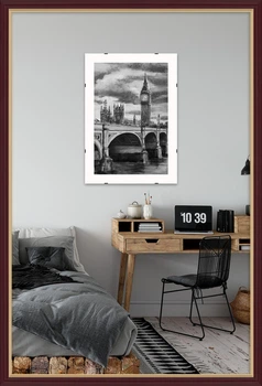 Фоторамка пластиковая 30х45 багет: AM1515-054-2 Темное дерево с золотом (с антибликовым стеклом 2мм, двп) EmojiFrame