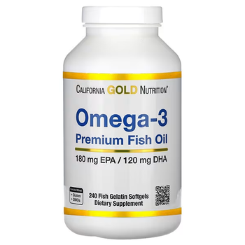 Омега 3 California Gold Nutrition рыбий жир премиального качества 240 рыбно-желатиновых капсул