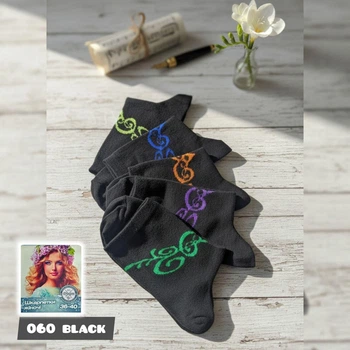 Носки женские демисезонные 060 Black, размер 36–40, набор из 12 пар, черные с рисунком