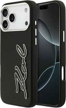 Etui Karl Lagerfeld FW Grained Signature Logo do Apple iPhone 17 Pro Max Black (KLHCP17XPGFKSRSK)