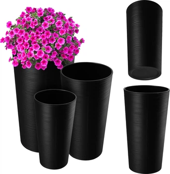 Квіткові горщики зі вставкою Kadax Lilia 19 см + 25 см + 30 см Чорні