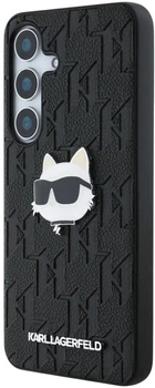 Etui Karl Lagerfeld Leather Monogram Pin Logo Choupette Head do Samsung Galaxy S25 Black (3666339449827)