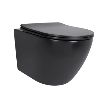 Унитаз подвесной Qtap Robin New Ultra Quiet с сиденьем с сиденьем Soft-Close MATT BLACK QT13332381АSMBSD00052574