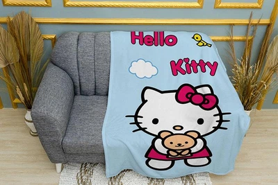 Плед iPuff «Кішечка з ведмедиком. Hello Kitty» Одношаровий, 135х150 см