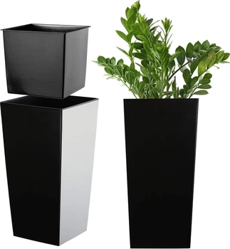 Donica na kwiaty z wkładem Kadax Masiera 19 cm Czarna (K4225)