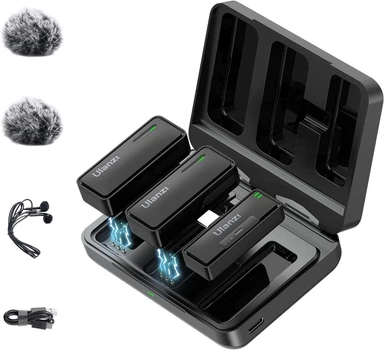 Беспроводной микрофон ULANZI UW-MIC 20T USB C 2,4 ГГц для с зарядным футляром 2-в-1