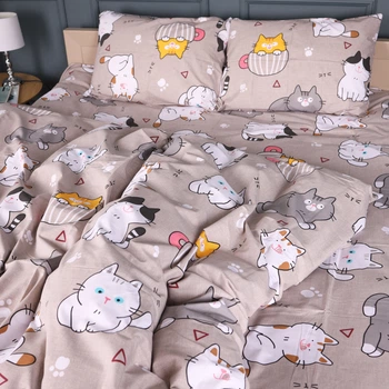 Комплект постільної білизни MirSon полуторний 143x210 см 17-0665 Cream Kittens бязь (2200010064438)