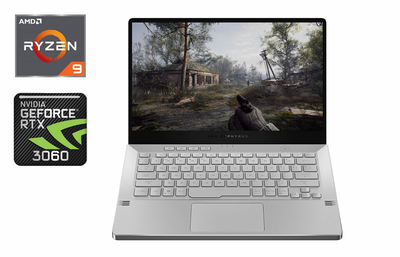 Игровой ноутбук Asus ROG Zephyrus G 14 GA401Q / 14" (1920x1080) IPS / AMD Ryzen 9 5900HS (8 (16) ядер по 3.0 - 4.6 GHz) / 16 GB DDR4 / 1000 GB SSD / nVidia GeForce RTX 3060, 6 GB GDDR6, 192-bit / WebCam / Windows 11 б/у