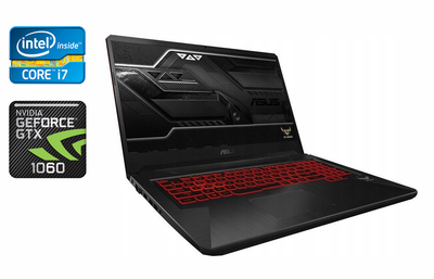 Игровой ноутбук Asus TUF Gaming / 17.3" (1920x1080) IPS / Intel Core i7-8750H (6 (12) ядер по 2.2 - 4.1 GHz) / 16 GB DDR4 / 512 GB SSD / nVidia GeForce GTX 1060, 3 GB GDDR5, 192-bit / WebCam / HDMI б/у