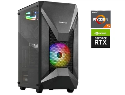 Игровой ПК Gamdias Athena E1 Elite Glass Tower / AMD Ryzen 5 3600 (6 (12) ядер по 3.6 - 4.2 GHz) / 16 GB DDR4 / 512 GB SSD M.2 / nVidia GeForce RTX 3070, 8 GB GDDR6, 256-bit / 600W / Win 11 б/у