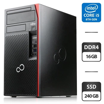 Компьютер Fujitsu Esprimo P758 E85 Tower / Intel Core i5-8400 (6 ядер по 2.8 - 4.0 GHz) / 16 GB DDR4 / 240 GB SSD / Intel UHD Graphics 630 б/у