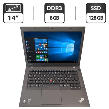 Ноутбук Lenovo ThinkPad T440 / 14" (1600x900) TN / Intel Core i5-4300U (2 (4) ядра по 1.9 - 2.9 GHz) / 8 GB DDR3 / 128 GB SSD / Intel HD Graphics 4400 / WebCam б/у