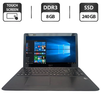 Ноутбук Sony SVF15 / 15.6" (1366x768) TN Touch / Intel Core i5-3337U (2 (4) ядра по 1.8 - 2.7 GHz) / 8 GB DDR3 / 240 GB SSD / Intel HD Graphics 4000 / WebCam / DVD-ROM б/у