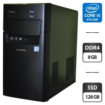 Компьютер Medion Akoya P5360 E-MT22 Tower / Intel Core i5-6402P (4 ядра по 2,8 - 3,4 ГГц) / 8 ГБ DDR4 / 128 ГБ SSD / Intel HD Graphics 510 / DVD-ROM / Windows 11 Home б/у