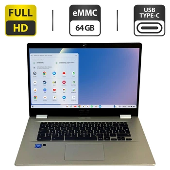 Ноутбук Б-класс Asus ChromeBook C523NA-EJ0123 / 15.6 (1920x1080) TN / Intel Celeron N3350 (2 ядра по 1.1 - 2.4 GHz) / 4 GB DDR4 / 64 GB eMMC / Intel HD Graphics 500 / WebCam / ChromeOS б/у