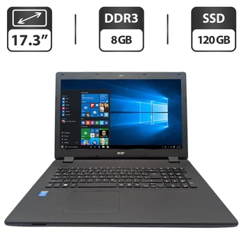 Ноутбук Acer Aspire ES1-711 / 17.3" (1600x900) TN / Intel Pentium N3540 (4 ядра по 2.16 - 2.66 GHz) / 8 GB DDR3 / 120 GB SSD / Intel HD Graphics / WebCam / DVD-ROM б/у