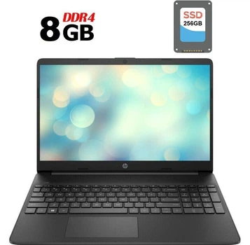 Ноутбук HP 15s-fq3xxx / 15.6" (1366x768) TN / Intel Celeron N4500 (2 ядра по 1.1 - 2.8 GHz) / 8 GB DDR4 / 256 GB SSD / Intel UHD Graphics / WebCam б/в