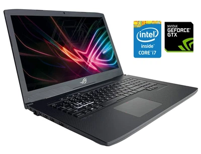Игровой ноутбук Б-класс Asus ROG Strix 17 GL703GE / 17.3" (1920x1080) IPS / Intel Core i7-8750H (6 (12) ядер по 2.2 - 4.1 GHz) / 16 GB DDR4 / 256 GB SSD NVMe / nVidia GeForce GTX 1050 Ti, 4 GB GDDR5, 128-bit / WebCam б/у