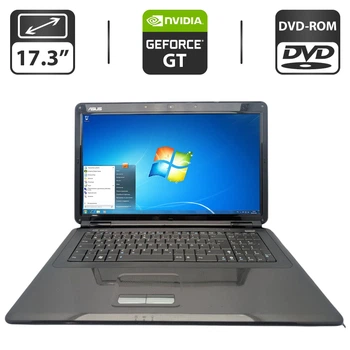 Ноутбук Asus X70I / 17.3" (1600x900) TN / Intel Pentium T4300 (2 ядра по 2.1 GHz) / 4 GB DDR2 / 500 GB HDD / nVidia GeForce GT 220M, 1 GB GDDR2, 128-bit / WebCam / DVD-ROM б/у