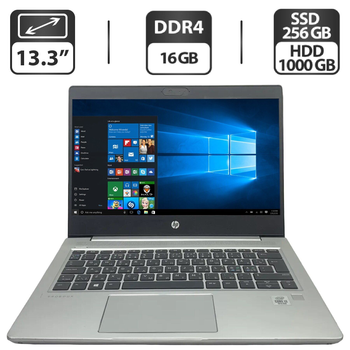 Ультрабук Б-класс HP ProBook 430 G7 / 13.3" (1920x1080) IPS / Intel Core i3-10110U (2 (4) ядра по 2.1 - 4.1 GHz) / 8 GB DDR4 / 256 GB SSD+1000 GB HDD / Intel UHD Graphics / WebCam б/у
