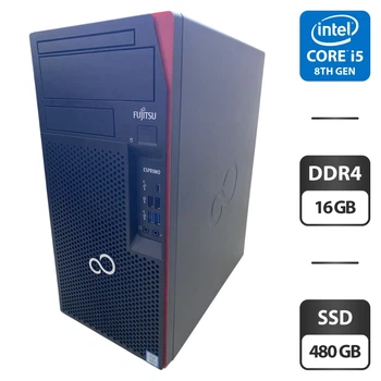 Компьютер Fujitsu Esprimo P758 E85 Tower / Intel Core i5-8400 (6 ядер по 2,8 - 4,0 ГГц) / 16 ГБ DDR4 / 480 ГБ SSD / nVidia Quadro K1200, 4 ГБ GDDR5, 128-бит б/у