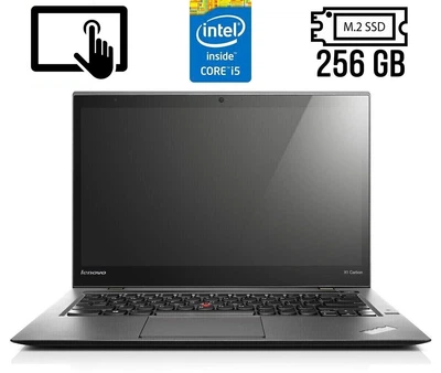 Ультрабук Б-класс Lenovo ThinkPad X1 Carbon (2nd Gen) / 14" (2560x1440) IPS Touch / Intel Core i5-4300U (2 (4) ядра по 1.9 - 2.9 GHz) / 4 GB DDR3 / 256 GB SSD M.2 / Intel HD Graphics 4400 / WebCam / Fingerprint/ HDMI / miniDP б/у
