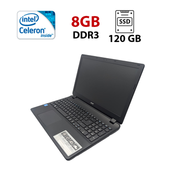 Ноутбук Acer Aspire ES1-531 / 15.6" (1366x768) TN / Intel Celeron N3150 (4 ядра по 1.6 - 2.08 GHz) / 8 GB DDR3 / 120 GB SSD / Intel HD Graphics / WebCam б/у