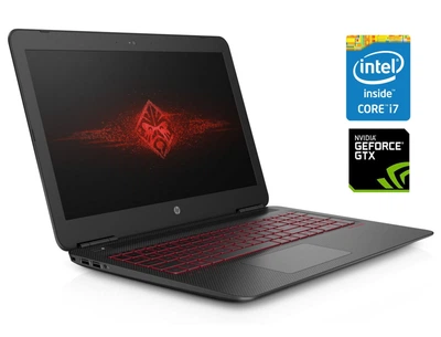 Ігровий ноутбук HP Omen 15-ax250wm / 15.6" (1920x1080) IPS / Intel Core i7-7700HQ (4 (8) ядра по 2.8 - 3.8 GHz) / 12 GB DDR4 / 128 GB SSD + 1000 GB HDD / nVidia GeForce GTX 1050 Ti, 4 GB GDDR5, 128-bit / WebCam б/в