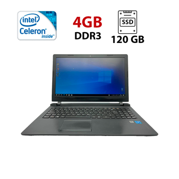 Ноутбук Б-класс Lenovo B50-10 / 15.6" (1366x768) TN / Intel Celeron N2840 (2 ядра по 2.16 - 2.58 GHz) / 4 GB DDR3 / 120 GB SSD / Intel HD Graphics / WebCam б/у