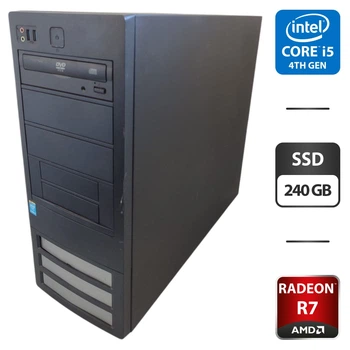 Компьютер NoName Tower / Intel Core i5-4590 (4 ядра по 3.3 - 3.7 GHz) / 16 GB DDR3 / 240 GB SSD / AMD Radeon R7 260X, 2 GB GDDR5, 128-bit / DVD-ROM б/у