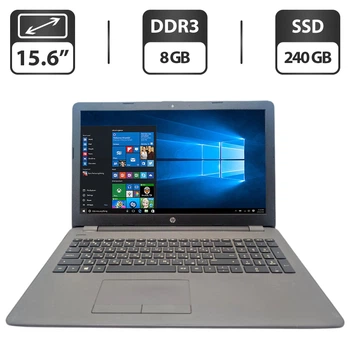 Ноутбук HP 250 G6 / 15.6" (1366x768) TN / Intel Celeron N3060 (2 ядра по 1.6 - 2.48 GHz) / 8 GB DDR3 / 240 GB SSD / Intel Graphics / WebCam б/у